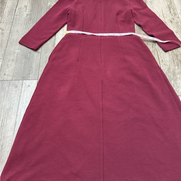 Boden Violet Ottoman Dress Ruby Ring Midi Length Fit & Flare Stand Collar 2 P - Picture 3 of 10